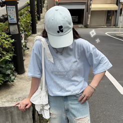 半袖Tシャツ オーバーフィットプリントTシャツ SKY BLUE
