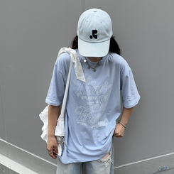 半袖Tシャツ オーバーフィットプリントTシャツ SKY BLUE