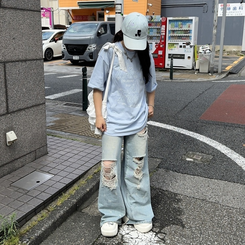 半袖Tシャツ オーバーフィットプリントTシャツ SKY BLUE