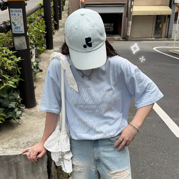 オーバーフィットプリントTシャツ SKY BLUE