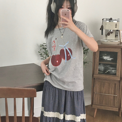 半袖Tシャツ リボンチェリー半袖Tシャツ GREY