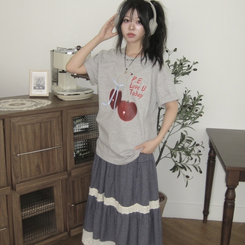 半袖Tシャツ リボンチェリー半袖Tシャツ GREY