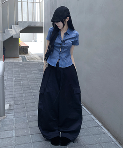 シャツ スリムフィットカラー半袖シャツ NAVY