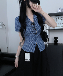 シャツ スリムフィットカラー半袖シャツ NAVY