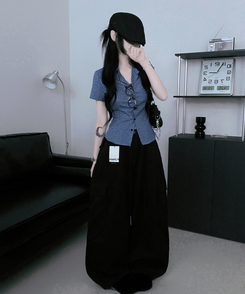 シャツ スリムフィットカラー半袖シャツ NAVY
