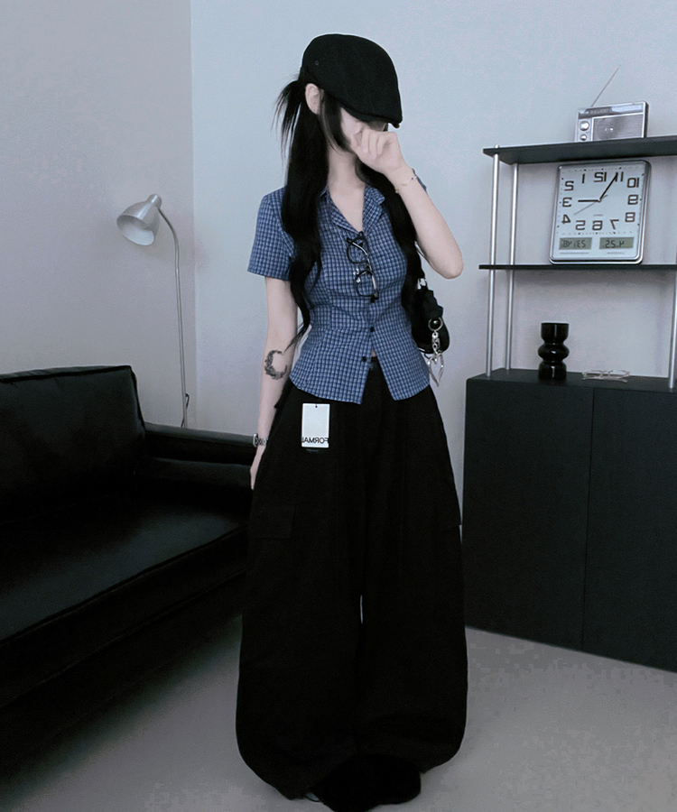 スリムフィットカラー半袖シャツ NAVY