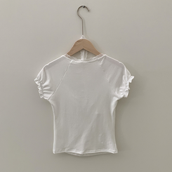 半袖Tシャツ 【タイ付き】レースシャーリングクロップ半袖Tシャツ