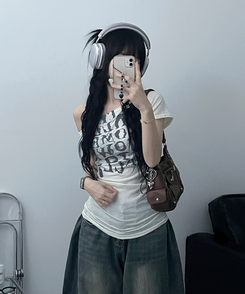 半袖Tシャツ ワンショルダースリム半袖Tシャツ IVORY