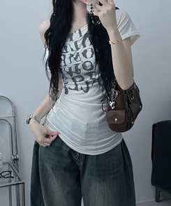 半袖Tシャツ ワンショルダースリム半袖Tシャツ IVORY