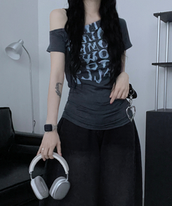 半袖Tシャツ ワンショルダースリム半袖Tシャツ CHARCOAL