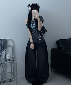 半袖Tシャツ ワンショルダースリム半袖Tシャツ CHARCOAL