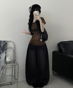 半袖Tシャツ ワンショルダースリム半袖Tシャツ BROWN