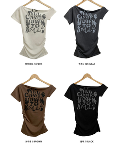 半袖Tシャツ ワンショルダースリム半袖Tシャツ