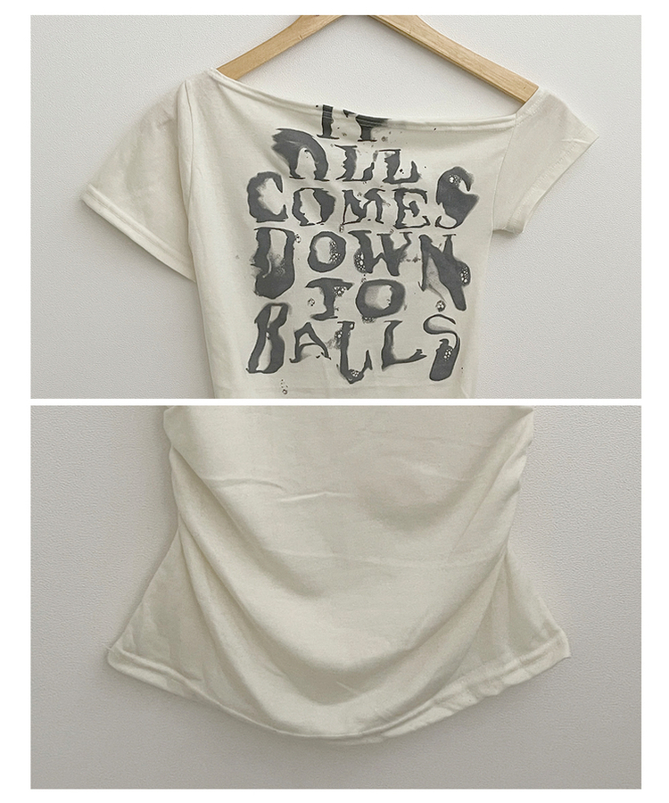 ワンショルダースリム半袖Tシャツ