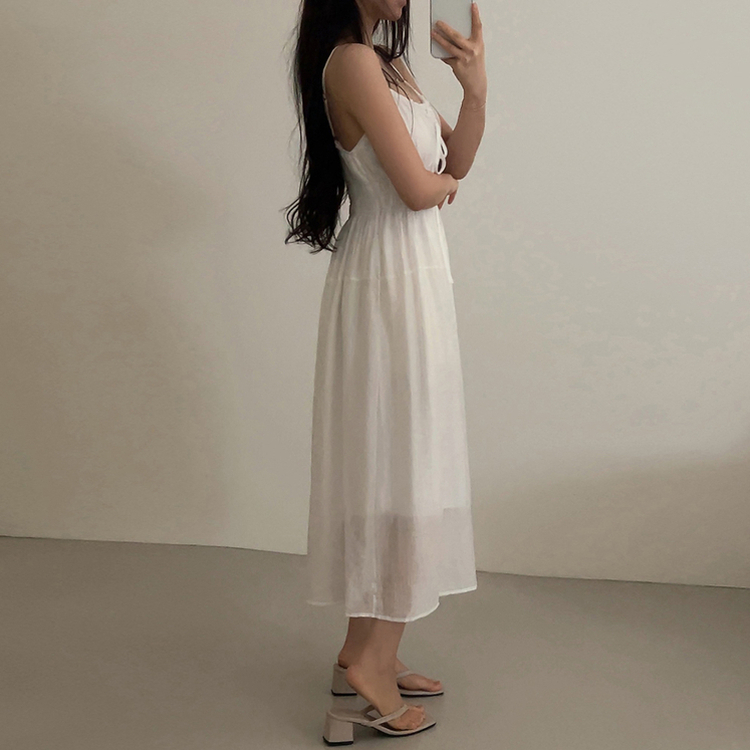 スモークリボンロングワンピース IVORY