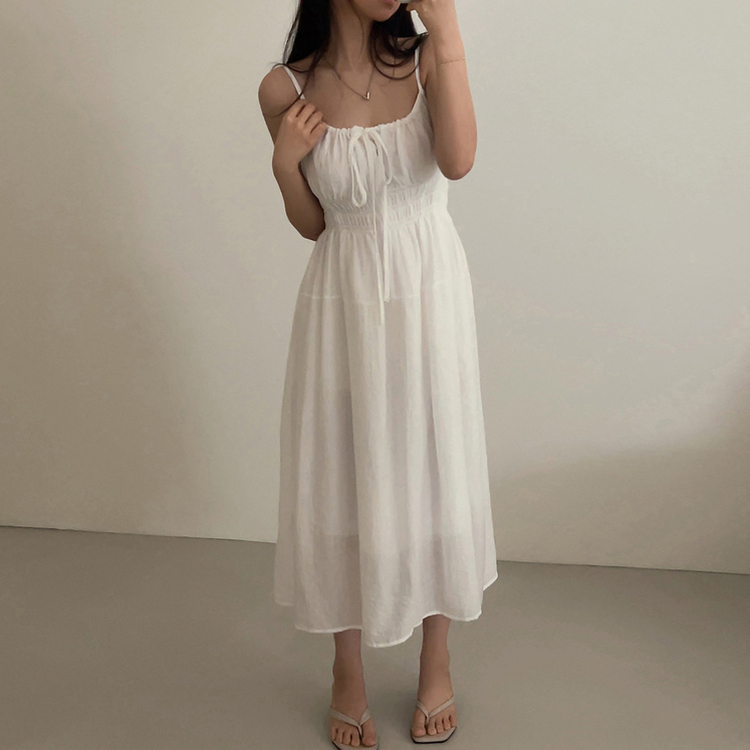 スモークリボンロングワンピース IVORY