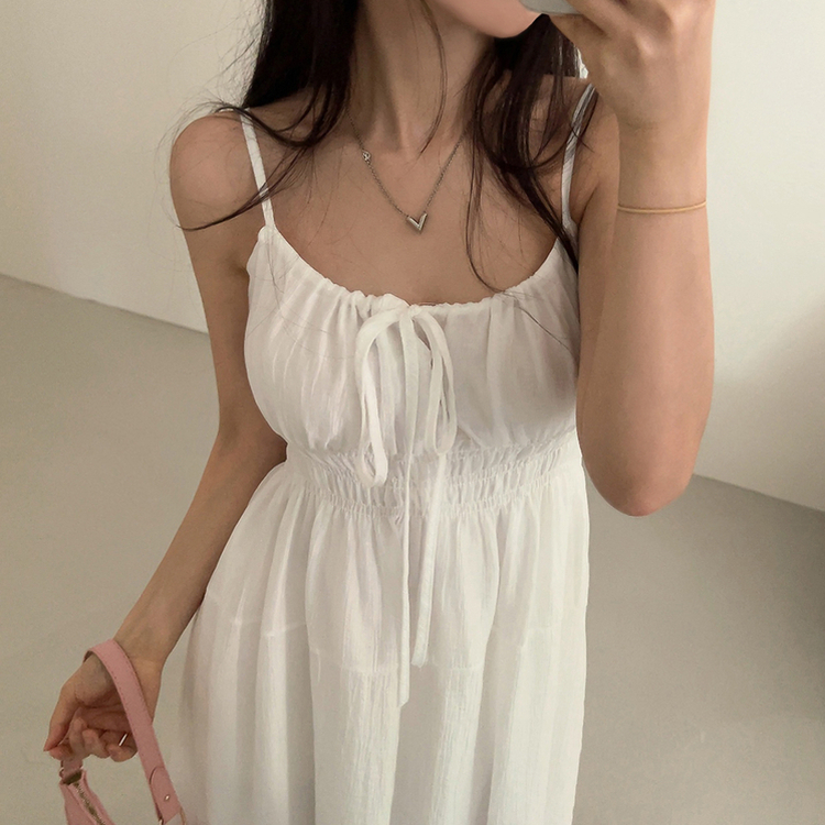 スモークリボンロングワンピース IVORY