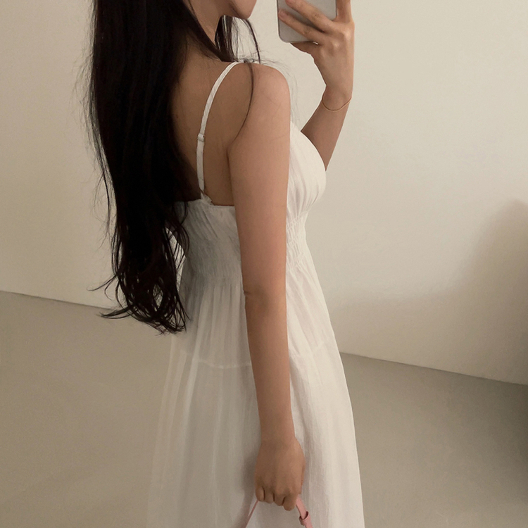 スモークリボンロングワンピース IVORY