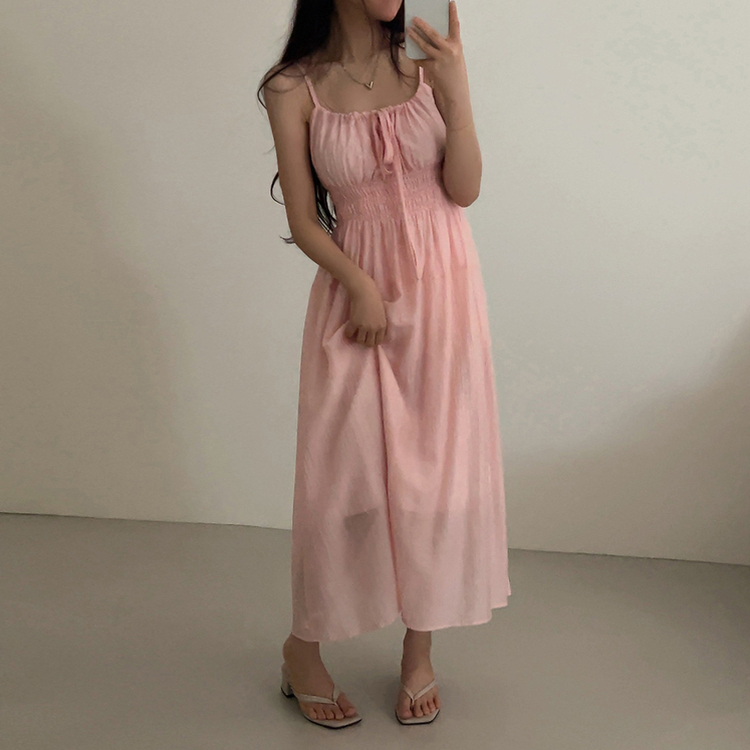 スモークリボンロングワンピース PINK
