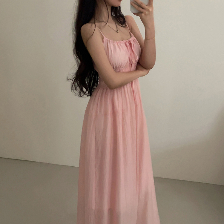 スモークリボンロングワンピース PINK