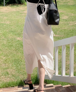 ロングワンピース ストラップキャミソールロングワンピース IVORY