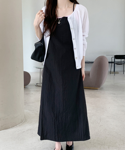 ロングワンピース ストラップキャミソールロングワンピース BLACK