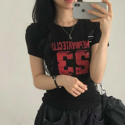 サイドシャーリング半袖Tシャツ BLACK