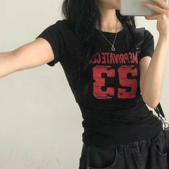 サイドシャーリング半袖Tシャツ BLACK