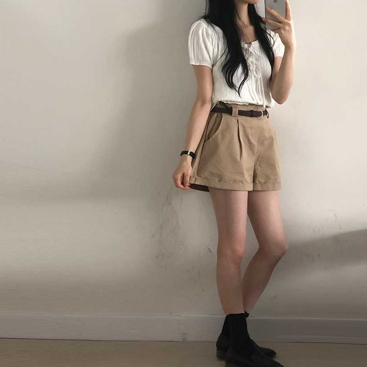 【ベルト付き】バンディングコットンピンタックパンツ BROWN