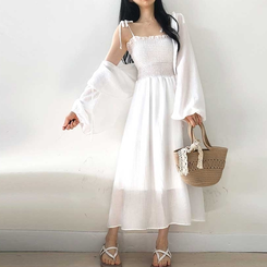 ヨウジヤマモト ボレロ ロングカーディガン ワンピース 薄手 Y's yohji yamamoto ボタンレス パチポケットデザイン ロング