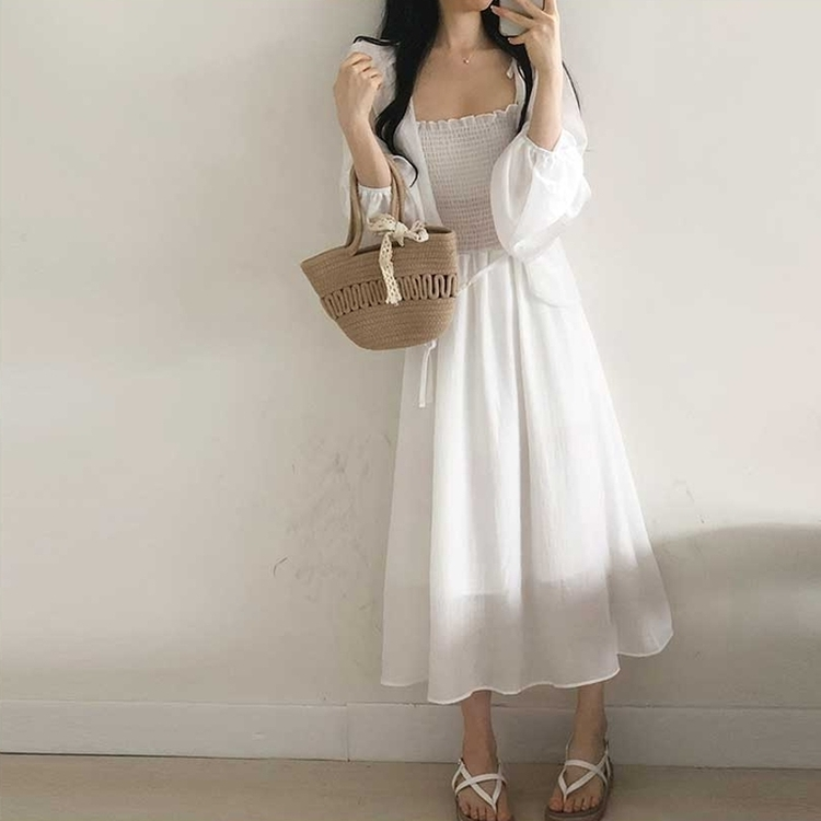 SET】ボレロカーディガン ワンピース｜ロングワンピース｜韓国