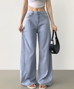 【丈別】テンセルワイドクーリングデニムパンツ LIGHT BLUE