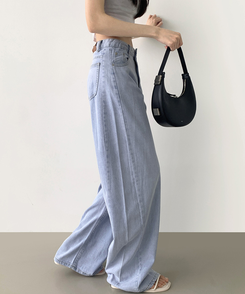 【丈別】テンセルワイドクーリングデニムパンツ LIGHT BLUE