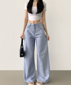 【丈別】テンセルワイドクーリングデニムパンツ LIGHT BLUE