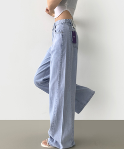 【丈別】テンセルワイドクーリングデニムパンツ LIGHT BLUE