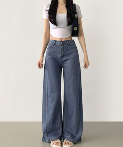 【丈別】テンセルワイドクーリングデニムパンツ MID DENIM