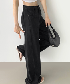 【丈別】テンセルワイドクーリングデニムパンツ BLACK DENIM