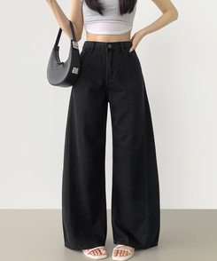 【丈別】テンセルワイドクーリングデニムパンツ BLACK DENIM