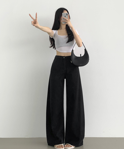 【丈別】テンセルワイドクーリングデニムパンツ BLACK DENIM