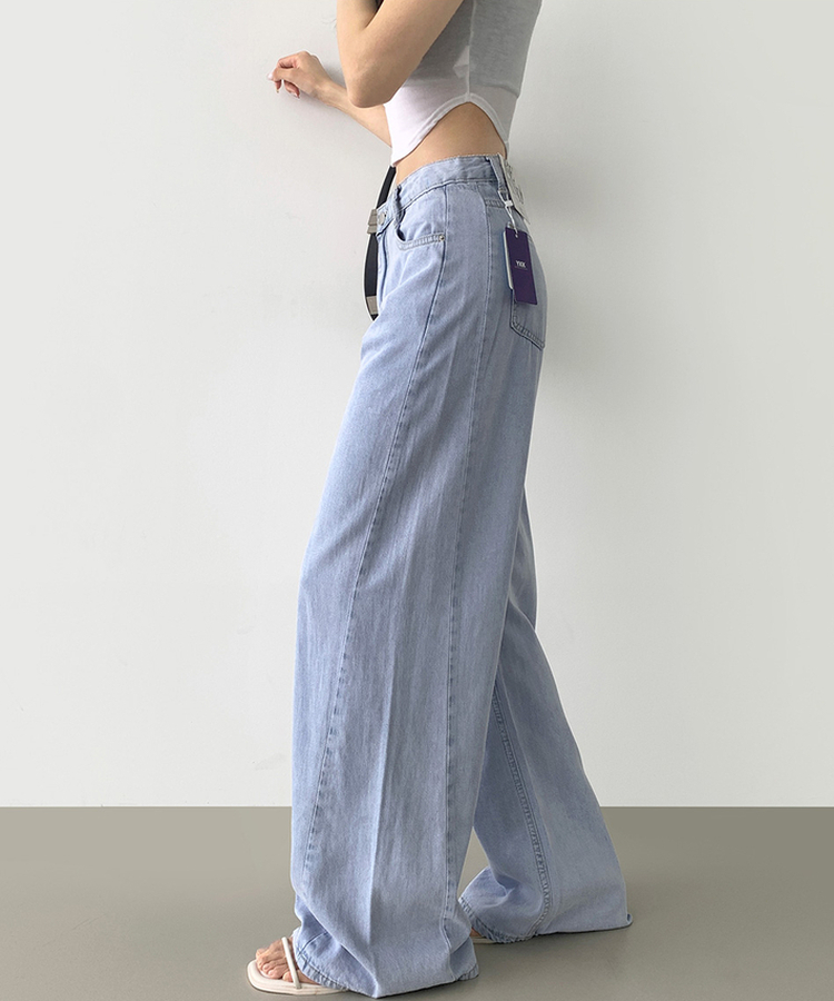 텐셀 맥시 와이드핏 쿨링 여름 데님 팬츠 연청