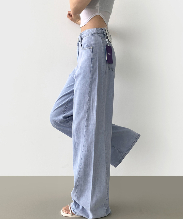 텐셀 맥시 와이드핏 쿨링 여름 데님 팬츠 연청