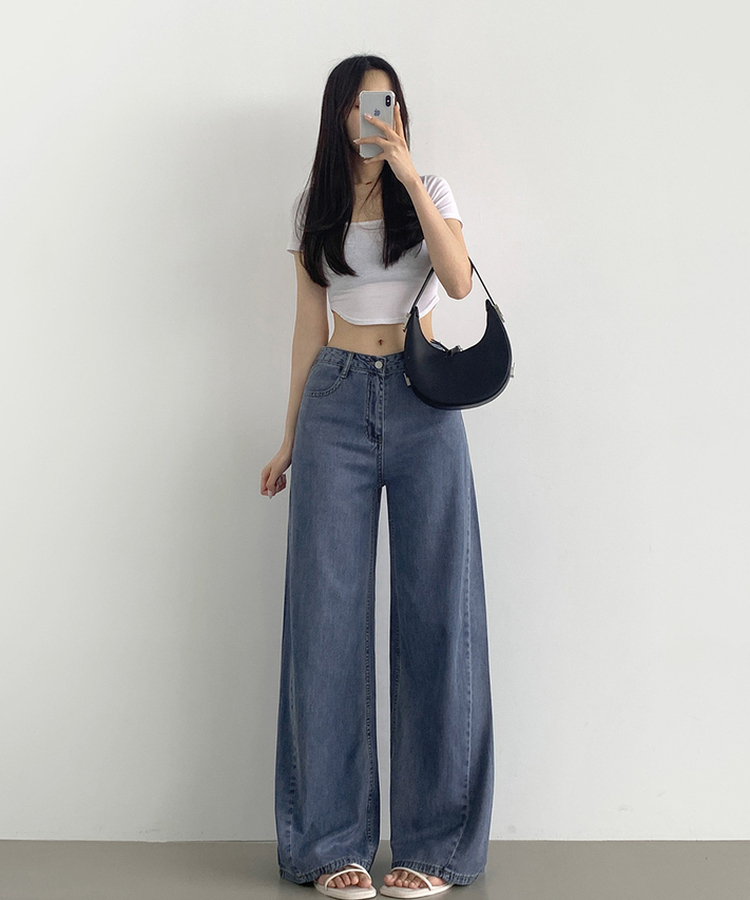 텐셀 맥시 와이드핏 쿨링 여름 데님 팬츠 중청