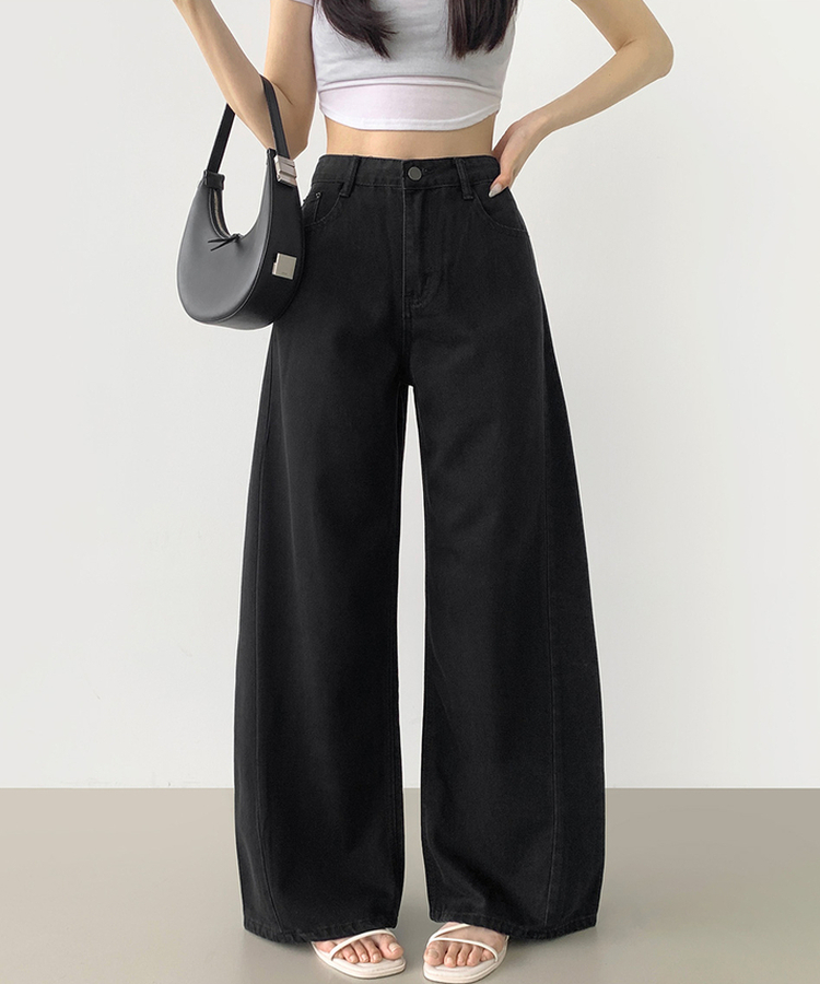 텐셀 맥시 와이드핏 쿨링 여름 데님 팬츠 흑청