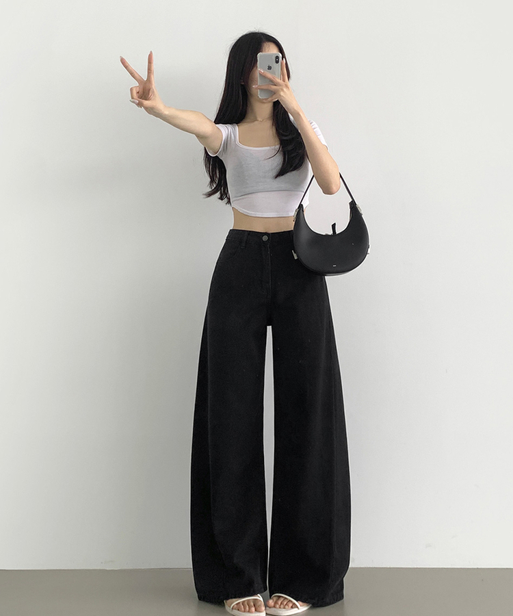 텐셀 맥시 와이드핏 쿨링 여름 데님 팬츠 흑청