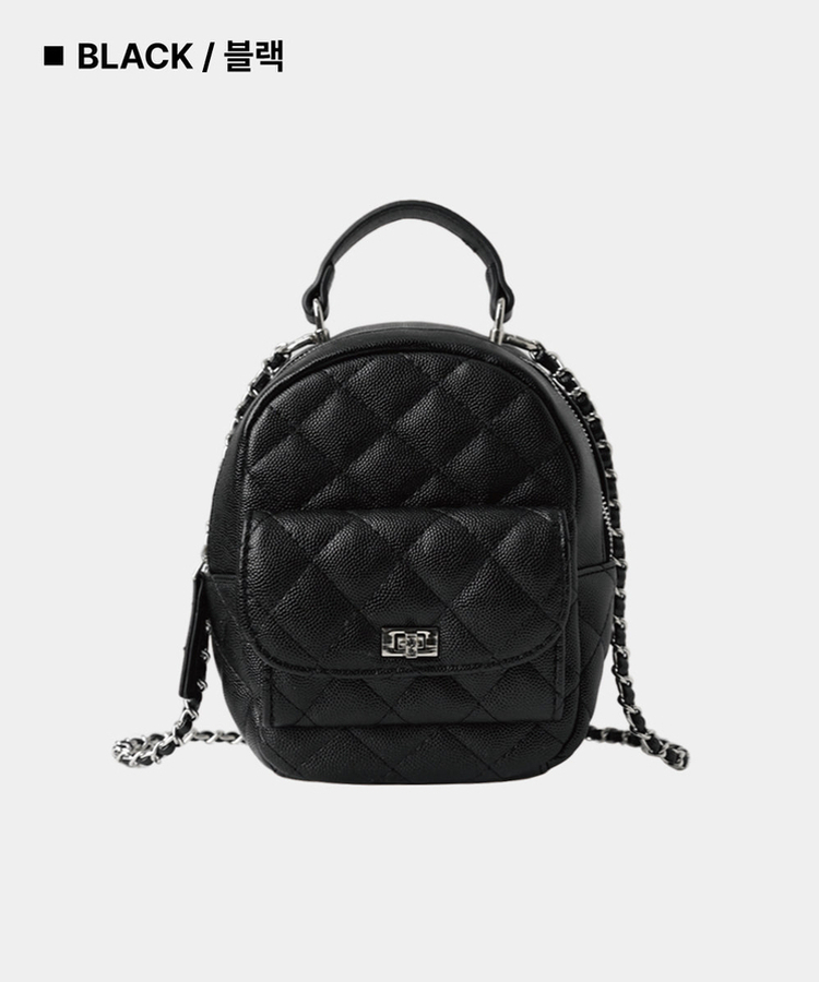 キルティングミニトートパックバッグ BLACK