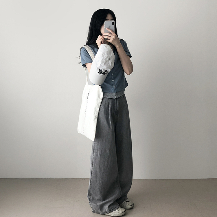 スパンバイカラーレイヤード半袖Tシャツ SKY BLUE