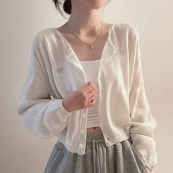 ペンダントリネンバルーンカーディガン(9color) BEIGE