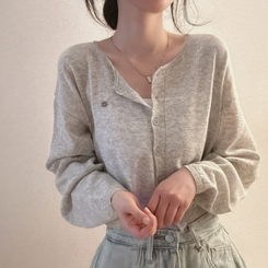 ペンダントリネンバルーンカーディガン(9color) LIGHT GRAY