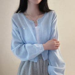 ペンダントリネンバルーンカーディガン(9color) WATER SKY