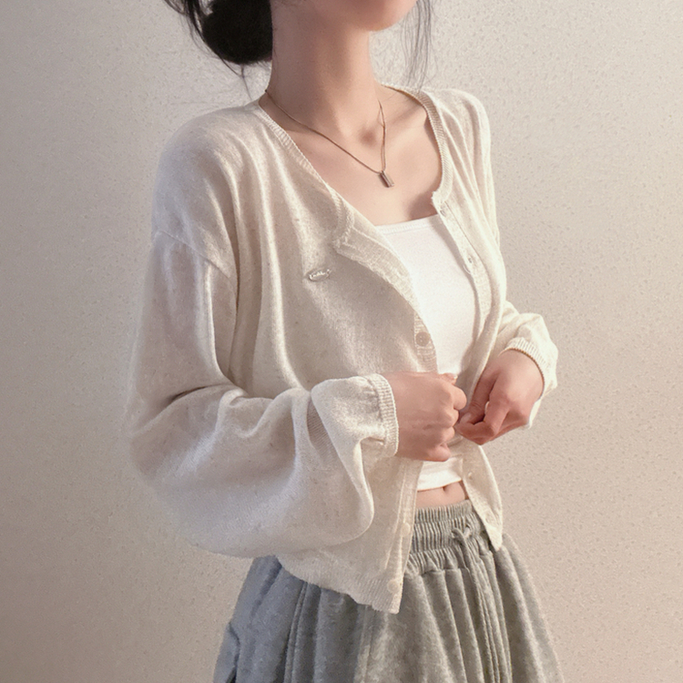 ペンダントリネンバルーンカーディガン(9color) BEIGE